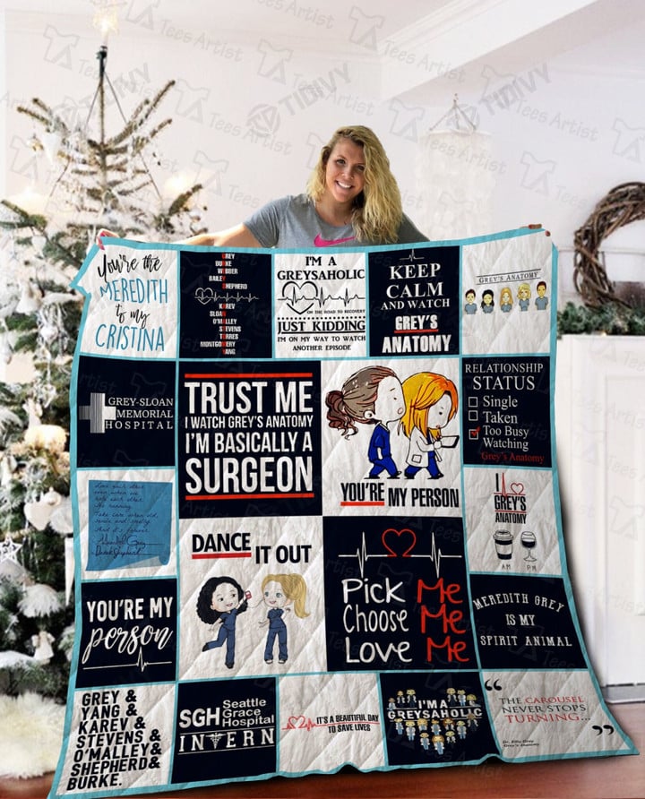 Grey’s Anatomy You're My Person Merry Christmas Xmas Gift Premium Quilt Blanket Size Throw, Twin, Queen, King, Super King