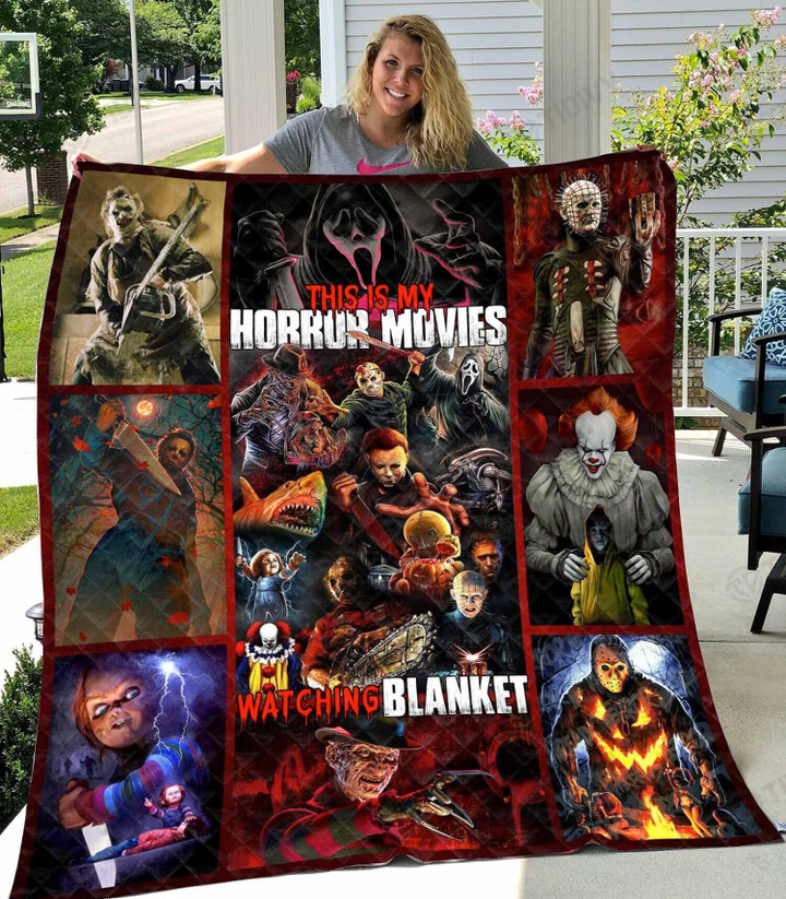 This Is My Horror Movie Quilt Michael Myers Freddy Jason Merry Christmas Xmas Gift Premium Quilt Blanket Size Throw, Twin, Queen, King, Super King
