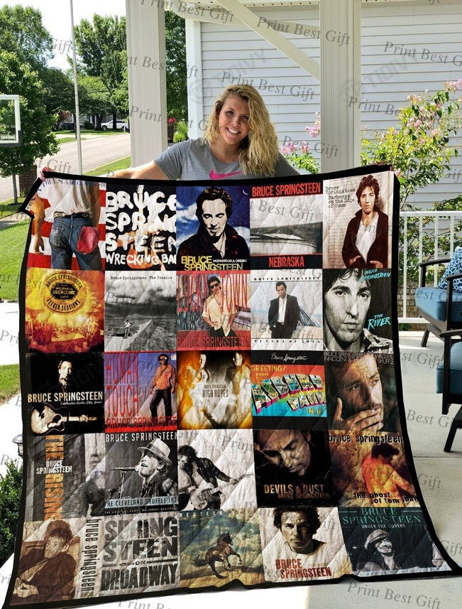Bruce Springsteen Albums Cover Vintage Merry Christmas Xmas Gift Premium Quilt Blanket Size Throw, Twin, Queen, King, Super King