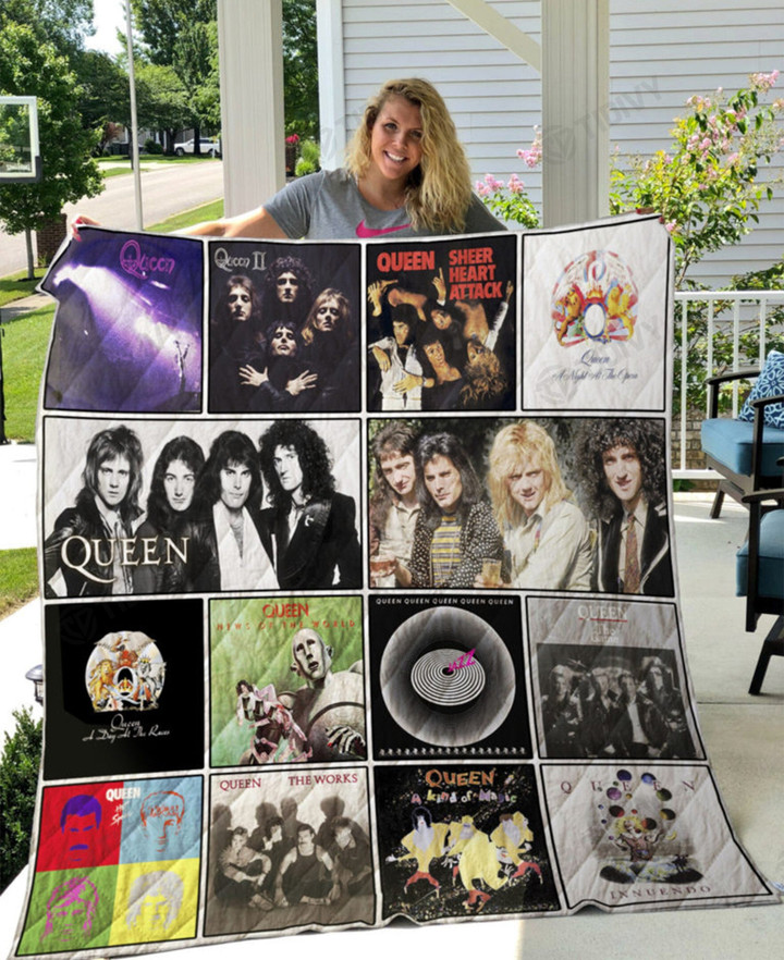 Queen Band Albums Cover Rock And Roll Musical Lovers Merry Christmas Xmas Gift Premium Quilt Blanket Size Throw, Twin, Queen, King, Super King