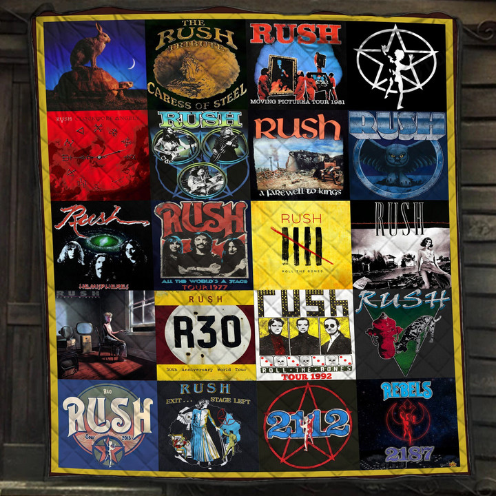 Rush Rock Band Albums Cover Merry Christmas Xmas Gift Premium Quilt Blanket Size Throw, Twin, Queen, King, Super King