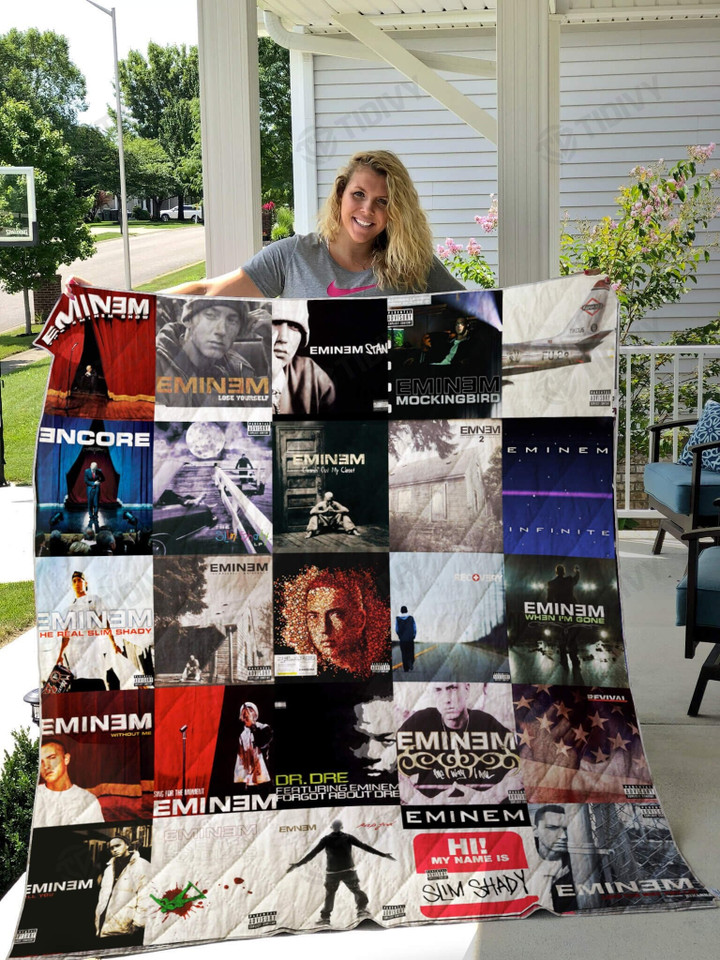 Eminem Albums Cover Eminem Hip Hop Merry Christmas Xmas Gift Premium Quilt Blanket Size Throw, Twin, Queen, King, Super King
