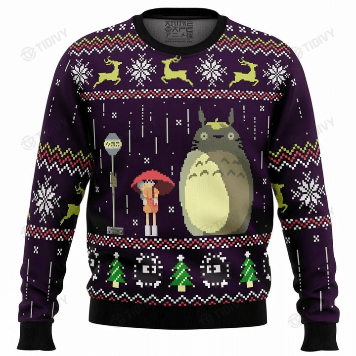 Totoro Rain Miyazaki My Neighbor Totoro Merry Christmas Studio Ghibli Xmas Gift Xmas Tree Ugly Sweater