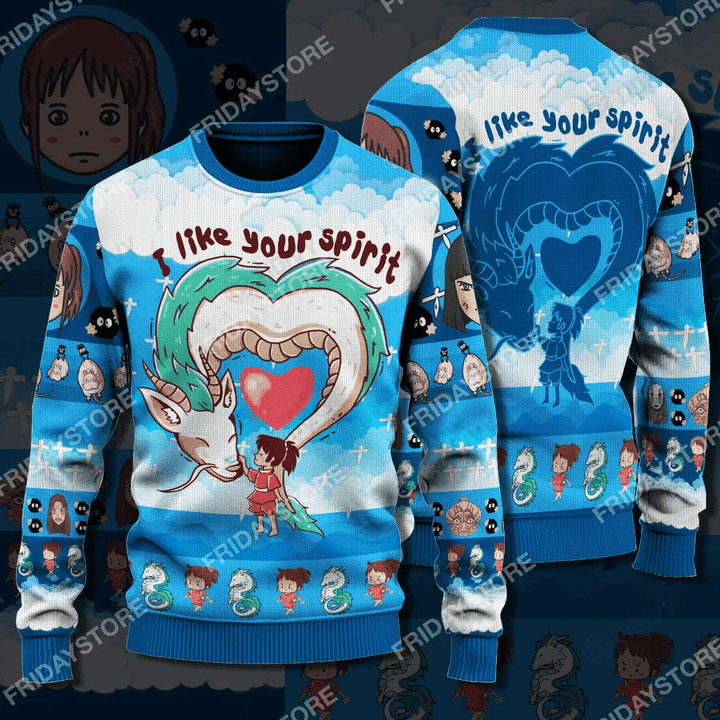 Spirited Away I Like Your Spirit Merry Christmas Studio Ghibli Xmas Gift Xmas Tree Ugly Sweater