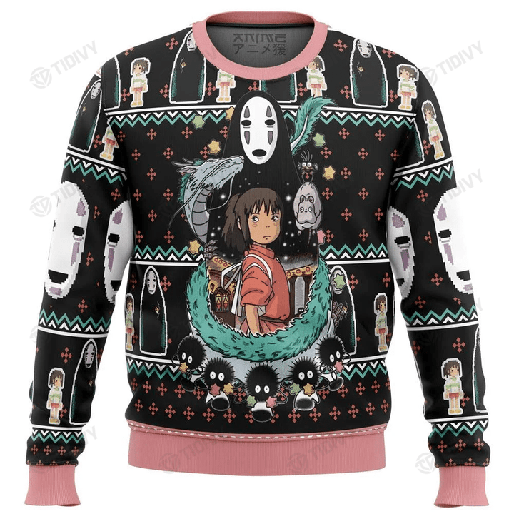 Spirited Away Characters No Face Merry Christmas Studio Ghibli Xmas Gift Xmas Tree Ugly Sweater