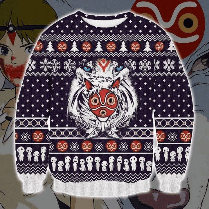Princess Mononoke Merry Christmas Studio Ghibli Xmas Gift Xmas Tree Ugly Sweater