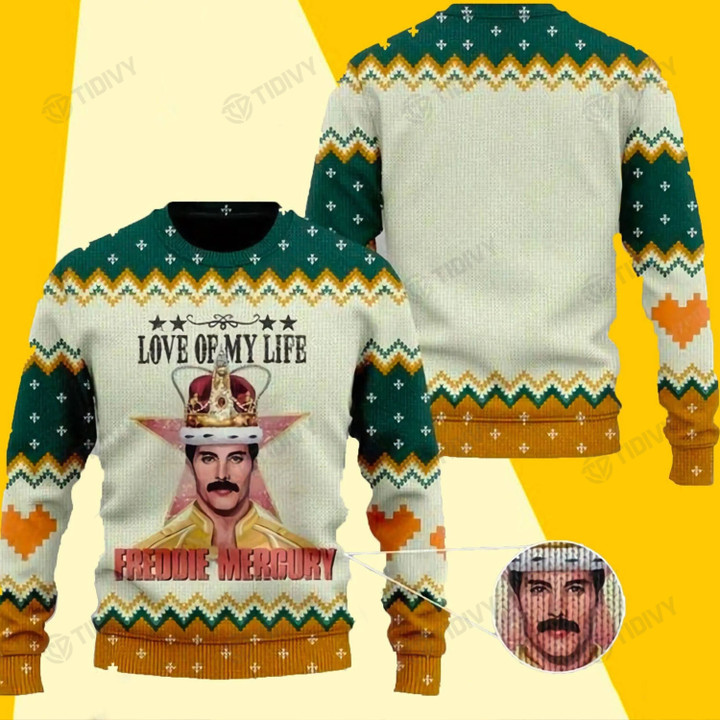 Love of My Life Freddie Mercury Queen Band Merry Christmas Music Xmas Gift Xmas Tree Ugly Sweater