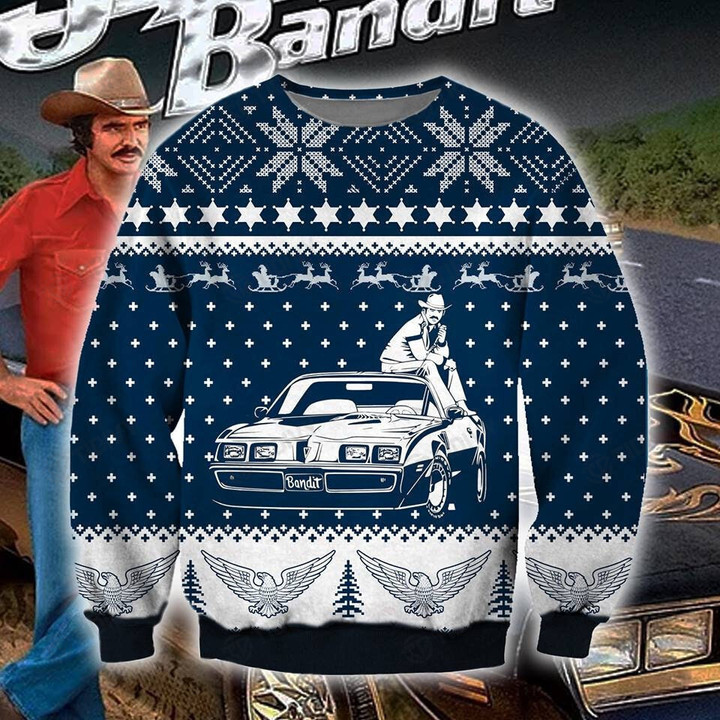 Smokey and the Bandit Christmas Movie Merry Christmas Xmas Gift Xmas Tree Ugly Sweater