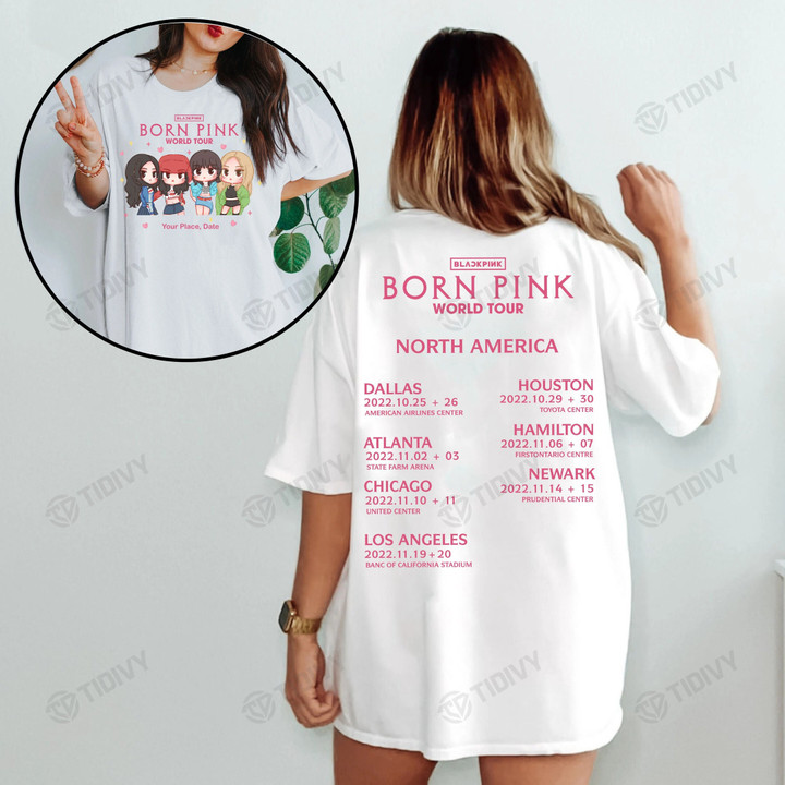 Cute Blackpink Born Pink 2022 World Tour Blackpink Member Chibi Shut Down Pink Venom Two Sided Graphic Unisex T Shirt, Sweatshirt, Hoodie Size S - 5XL