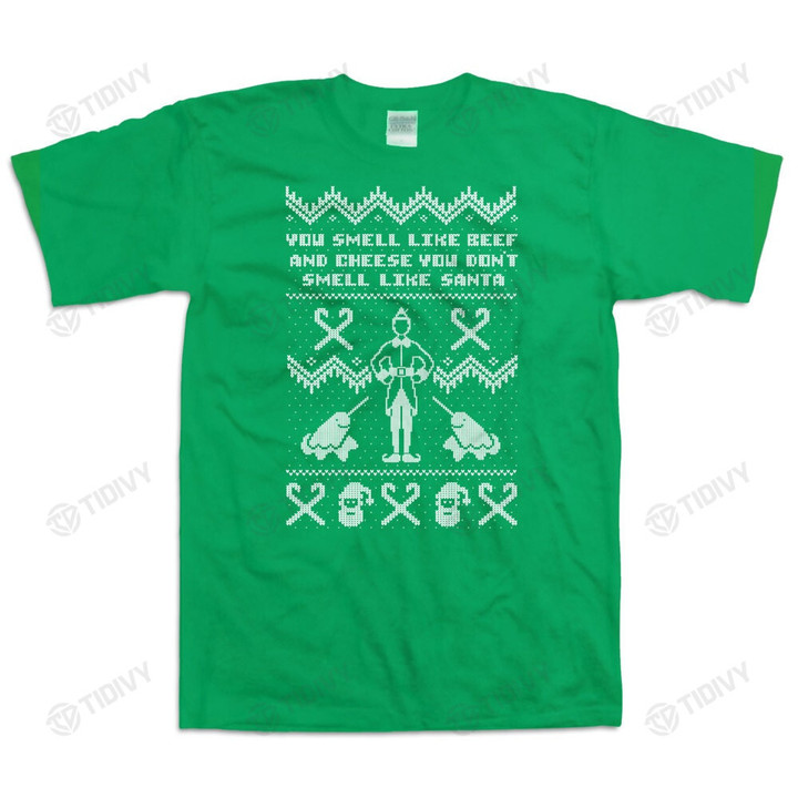 You Smell Like Beef And Cheese Buddy The Elf Merry Christmas Elf Movie Xmas Gift Xmas Tree Graphic Unisex T Shirt, Sweatshirt, Hoodie Size S - 5XL