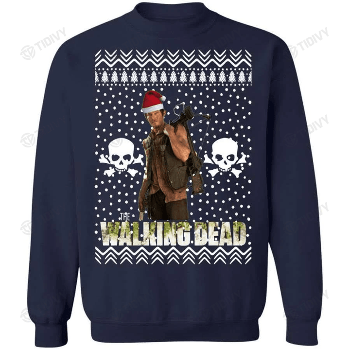 The Walking Dead Daryl Dixon Santa Hat Zombie Movie Merry Christmas Xmas Gift Xmas Tree Graphic Unisex T Shirt, Sweatshirt, Hoodie Size S - 5XL