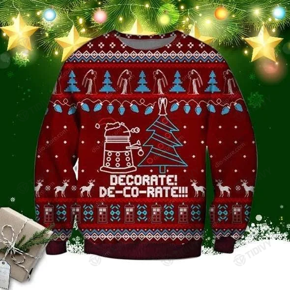 Funny Daleks Decorate Doctor Who TV Series Merry Christmas Xmas Gift Xmas Tree Ugly Sweater
