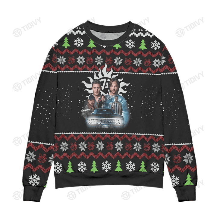 Winchester Brothers Supernatural TV Series Merry Christmas Xmas Gift Xmas Tree Ugly Sweater