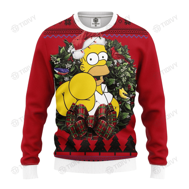 Simpsons Homer The Simpsons Family Merry Christmas Xmas Gift Xmas Tree Ugly Sweater
