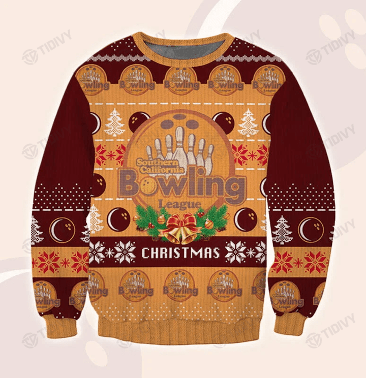Southern Cal Bowling League The Big Lebowski Merry Christmas Xmas Gift Xmas Tree Ugly Sweater