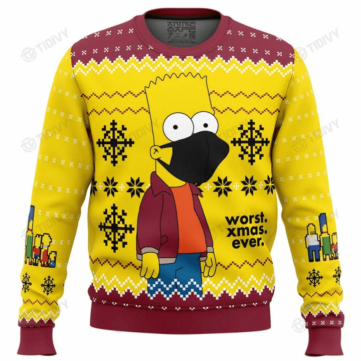 Bart Simpson The Simpsons Family Merry Christmas Xmas Gift Xmas Tree Ugly Sweater