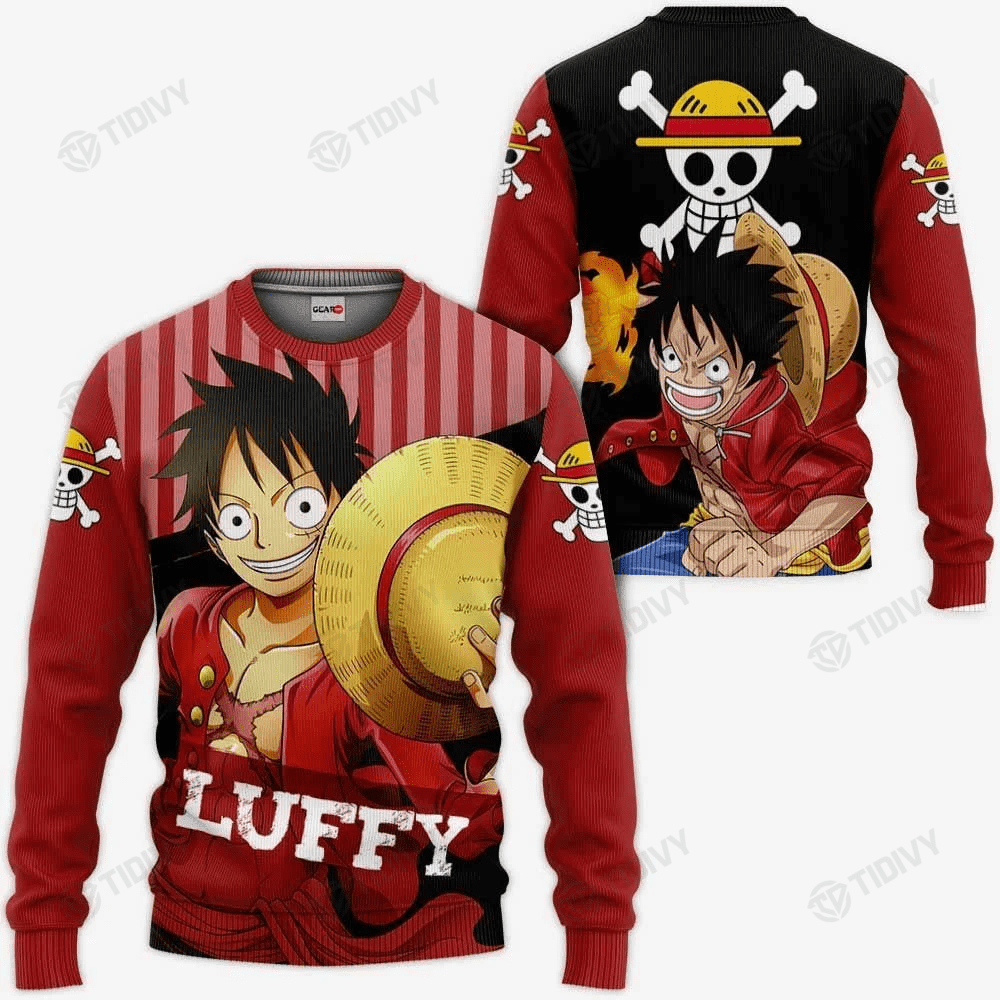 Monkey D Luffy Straw Hat Pirate One Piece Anime Manga Merry Christmas Xmas Gift Xmas Tree Ugly Sweater