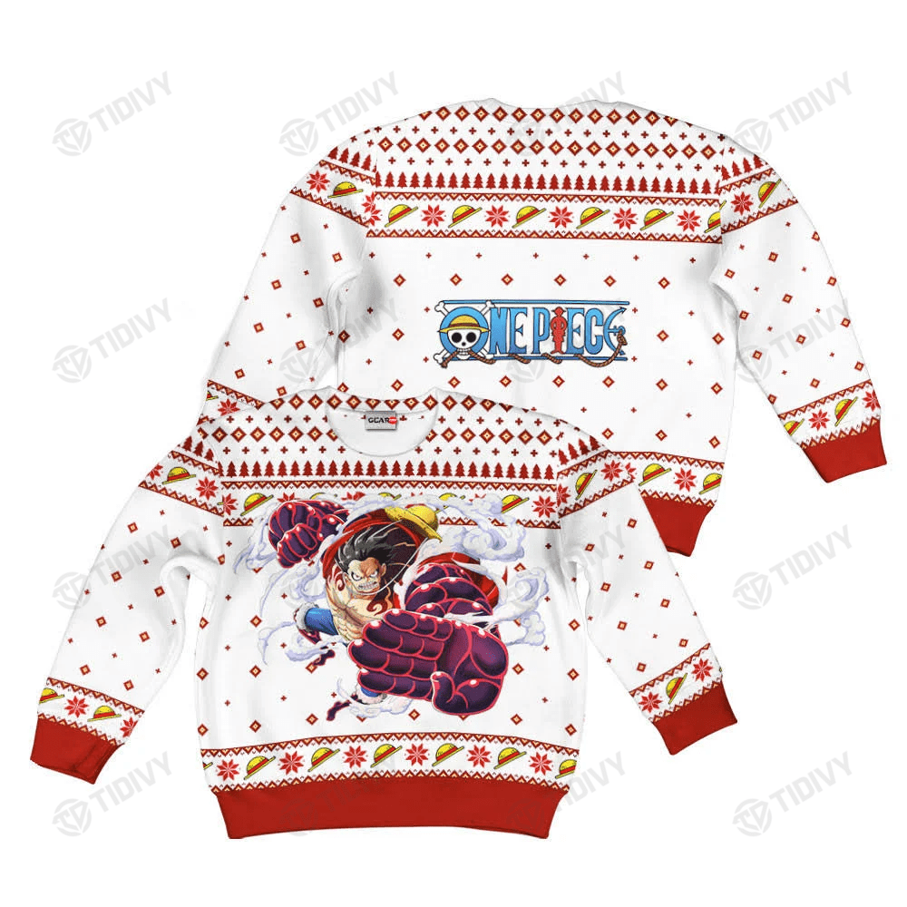 Luffy Gear 4 Straw Hat Pirate One Piece Anime Manga Merry Christmas Xmas Gift Xmas Tree Ugly Sweater