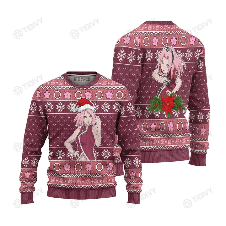 Naruto Sakura Naruto Anime Manga Merry Christmas Xmas Gift Xmas Tree Ugly Sweater