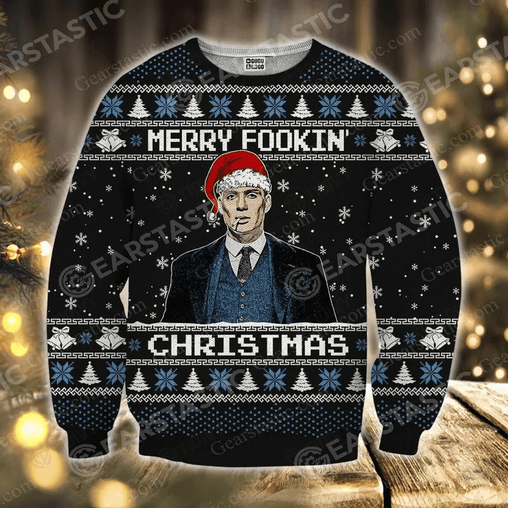 Tommy Shelby Merry Fookin Christmas Peaky Blinders Merry Christmas Xmas Gift Xmas Tree Ugly Sweater
