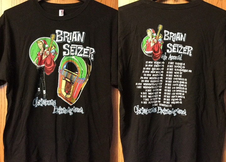Brian Setzer Christmas Extravaganza Tour 2007 Two Sided Graphic Unisex T Shirt, Sweatshirt, Hoodie Size S - 5XL