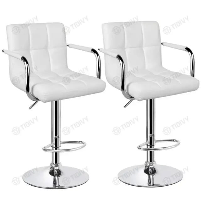 Faux Leather Swivel Bar Stools for Home Counter, White