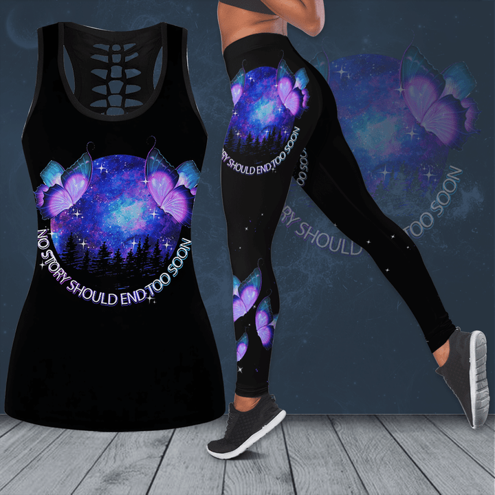 Suicide Prevention Awareness "No Story Should End Too Soon" Hollow Tank Top & Leggings Set