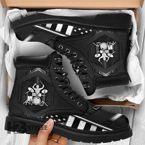 Drum American Flag Silver All Season Boots