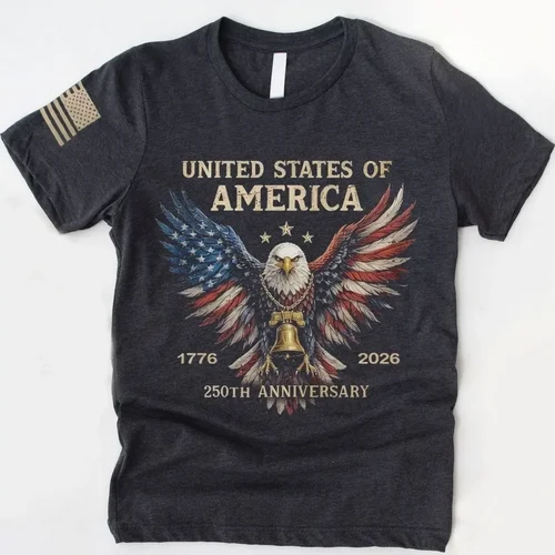 250th America Anniversary Flag Print Sleeve T-shirt, US 250 Years Shirt, We The People Tee, Vintage Independence Day, Patriotic Tee with USA Flag  Two Sided Unisex T Shirt, Sweatshirt, Hoodie