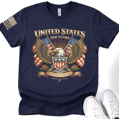 250th America Anniversary Flag Print Sleeve T-shirt, US 250 Years Shirt, We The People Tee, Vintage Independence Day, Patriotic Tee with USA Flag  Two Sided Unisex T Shirt, Sweatshirt, Hoodie