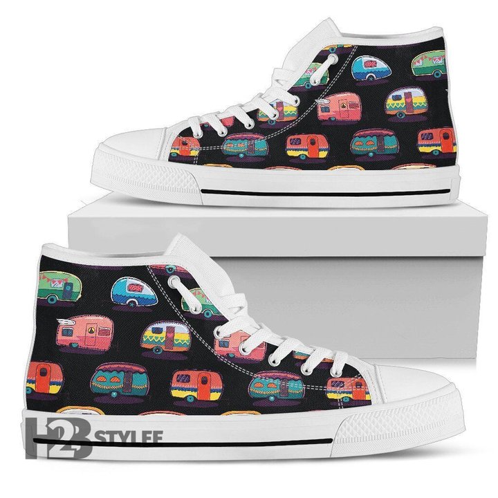 Camper Camping Pattern Camping Unisex High Top Canvas Shoes