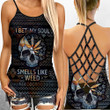 I Bet My Soul Smells Like Weed Criss-Cross Open Back Cami Tank Top