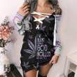 Hologram weed God rolled me that way Lace-Up Criss Cross Sweatshirt Dress