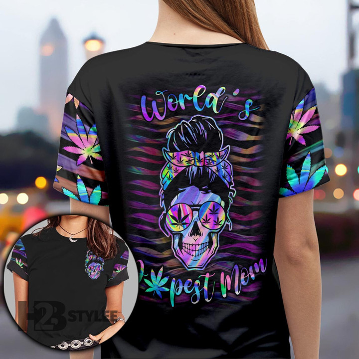Weed Dopest Mom Holo 3D All Over Printed Shirt, Sweatshirt, Hoodie, Bomber Jacket Size S - 5XL