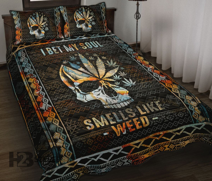 Skull weed native pattern Quilt Bedding Set