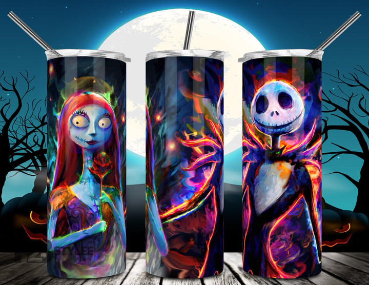 Jack Skellington And Sally Nightmare Before Valentines Happy Valentine Day TNBC Couple Love Stainless Steel Skinny Tumbler