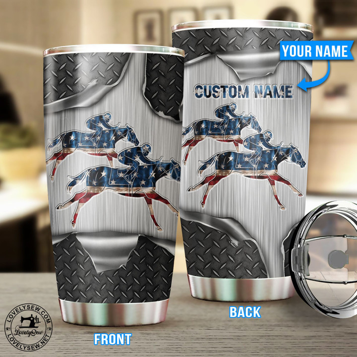 America Horse Racing Personalized Stainless Tumbler TRU21091402