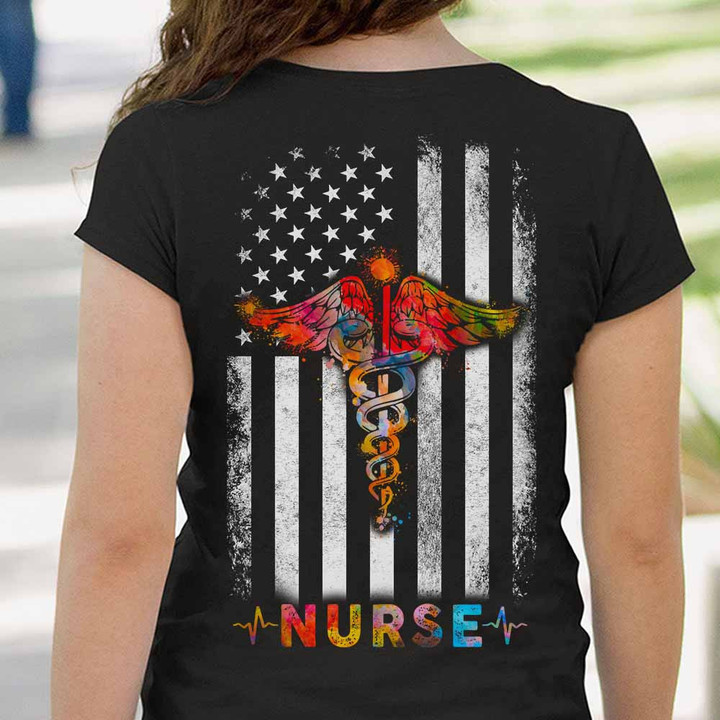 Flagcolorlogo Nurse- Black - T-shirt