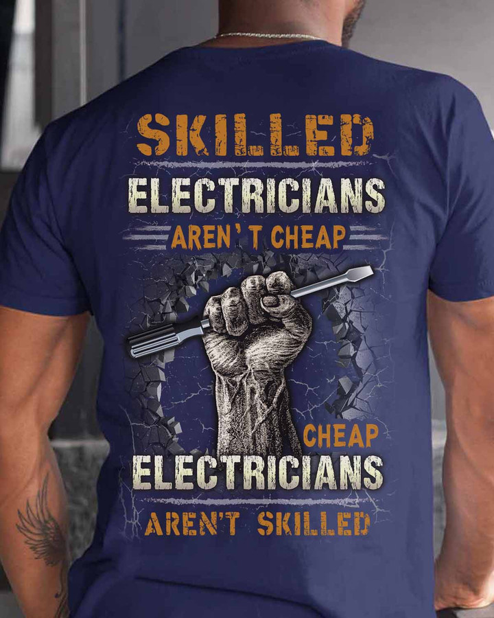 Skilled Electrician aren't Cheap - Navy Blue - T-shirt