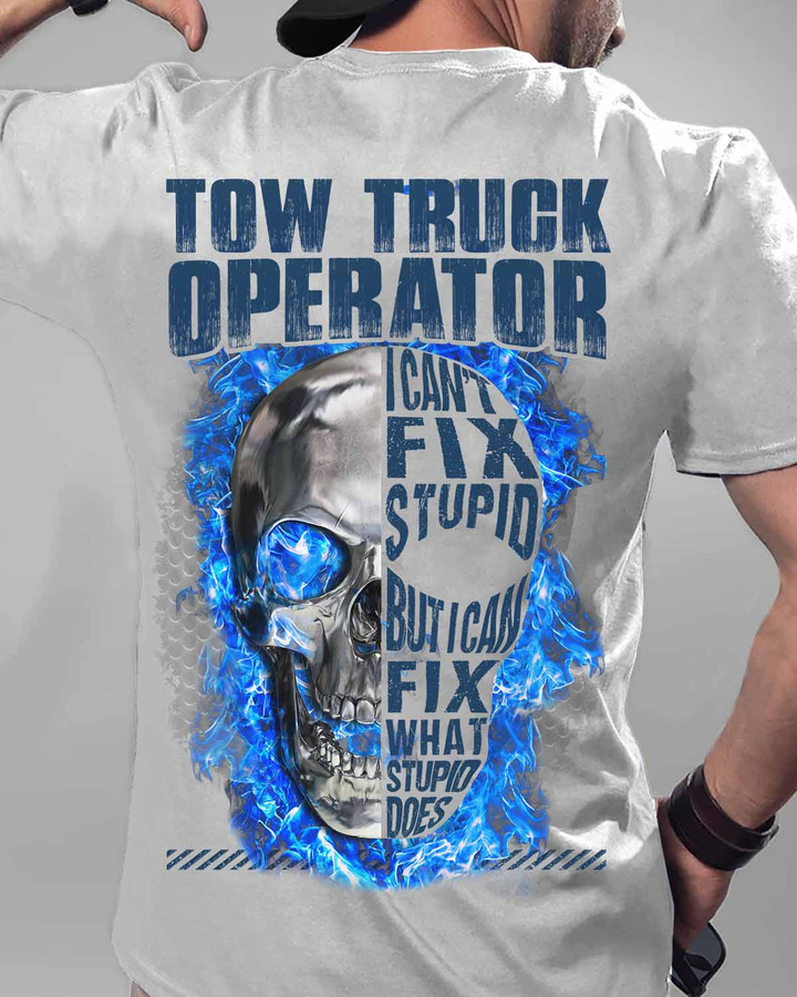 Tow Truck Operator I can't Fix Stupid- Ash Grey - T-shirt - #01doest15bttoz6