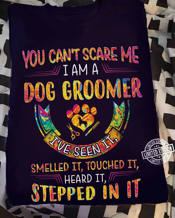 I am a Dog Groomer - Navy Blue - T-shirt - #01touch1fdogrot
