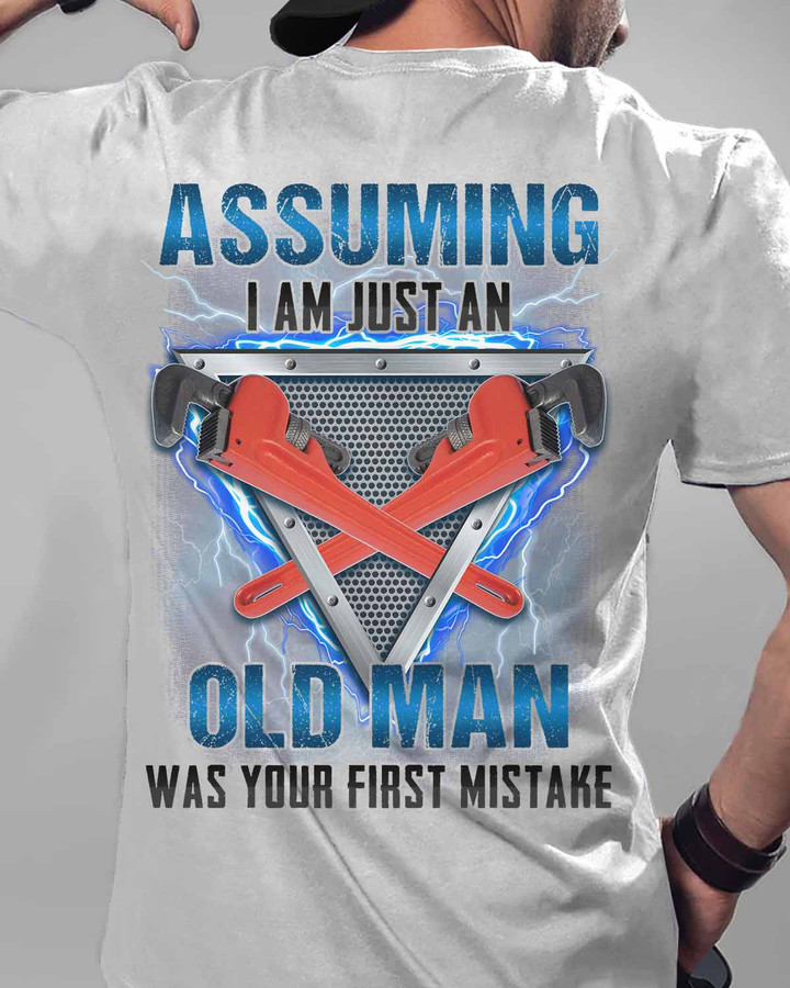Plumber I am just an old man was your first mistake- Ash Grey - T-shirt - #01yofir4bplumz6