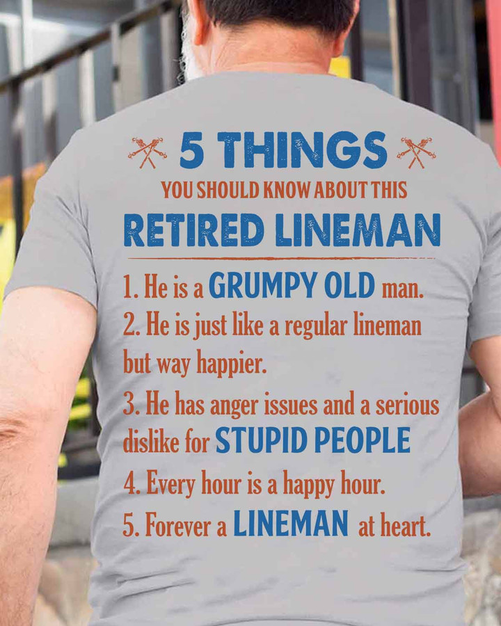 5 Things You Should Know about this Retired Lineman- Ash Grey - T-shirt - #015thirt1blinez6