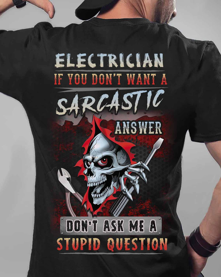 Sarcastic Electrician - Black - T-shirt - #01answe4belecz6