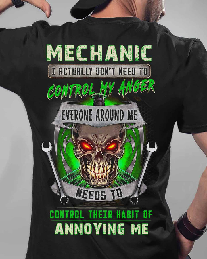 Mechanic I Actually don't need to Control my anger - Black - T-shirt - #010922habof1bmechz6