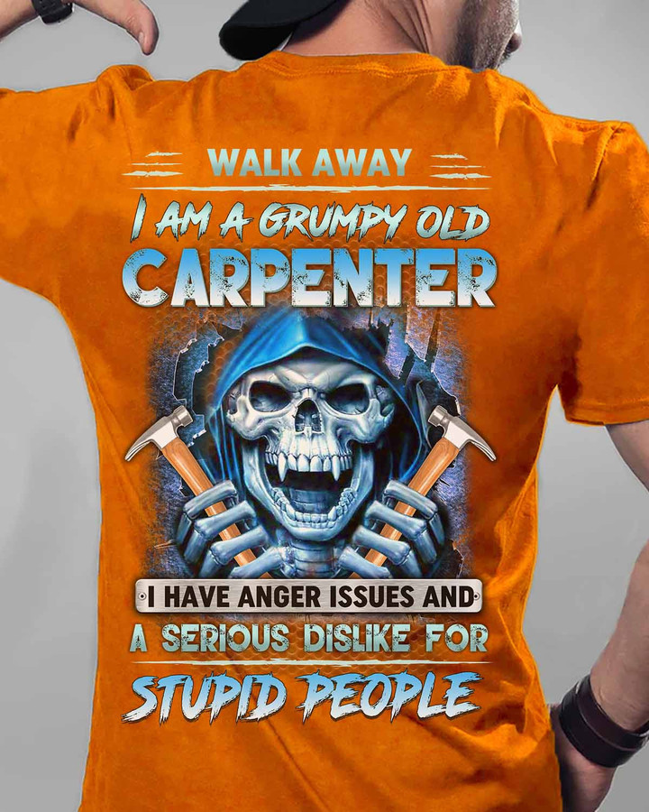 Walk Away I am a Grumpy Old Carpenter - Orange - T-shirt - #010922angis9bcarpz6