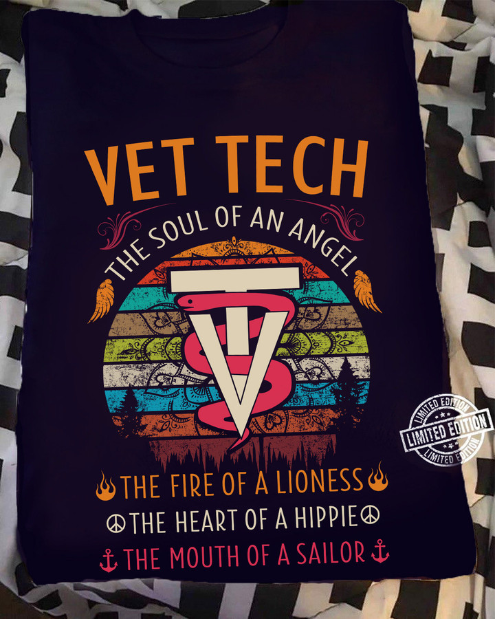 Vet Tech The Soul of an Angel - Navy Blue - T-shirt - #030922theso3fveteap