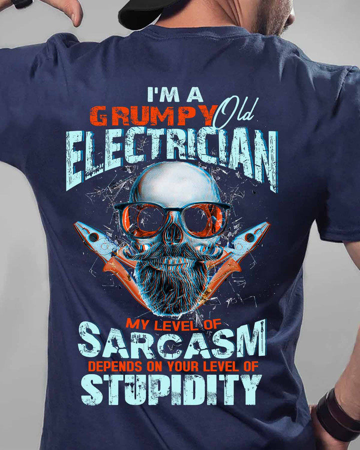 I am a Grumpy old Electrician-Navy Blue-Electrician- T-shirt -#070922DEPON1BELECZ6