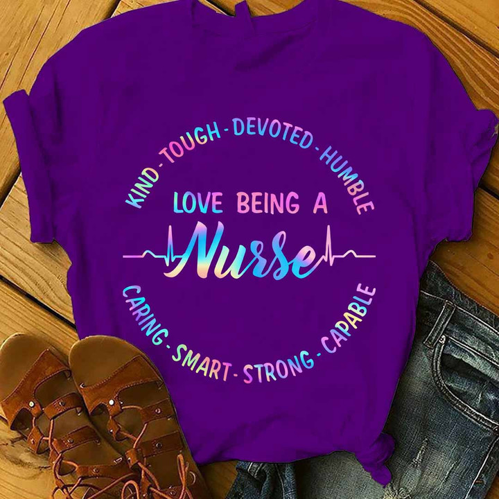 Love Being a Nurse- Purple -Nurse-T-shirt -#130922KINTO1FNURSAP