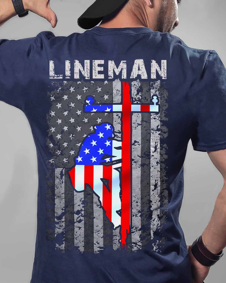 Proud Lineman- Navy Blue -Lineman- T-shirt -##220922USFLA55BLINEZ6